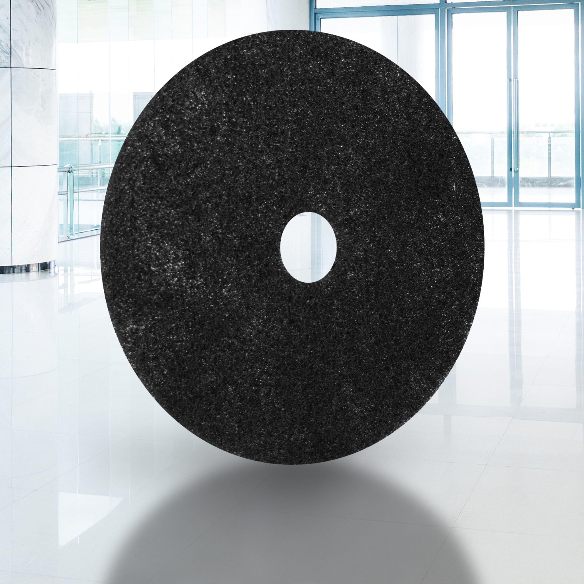 Americo Black Strip Stripping Floor Pad, 10" Diameter, 3.25" Center Hole, 5 Pads/Case, Made of 100% Recycled Content, USA Made - Image 8